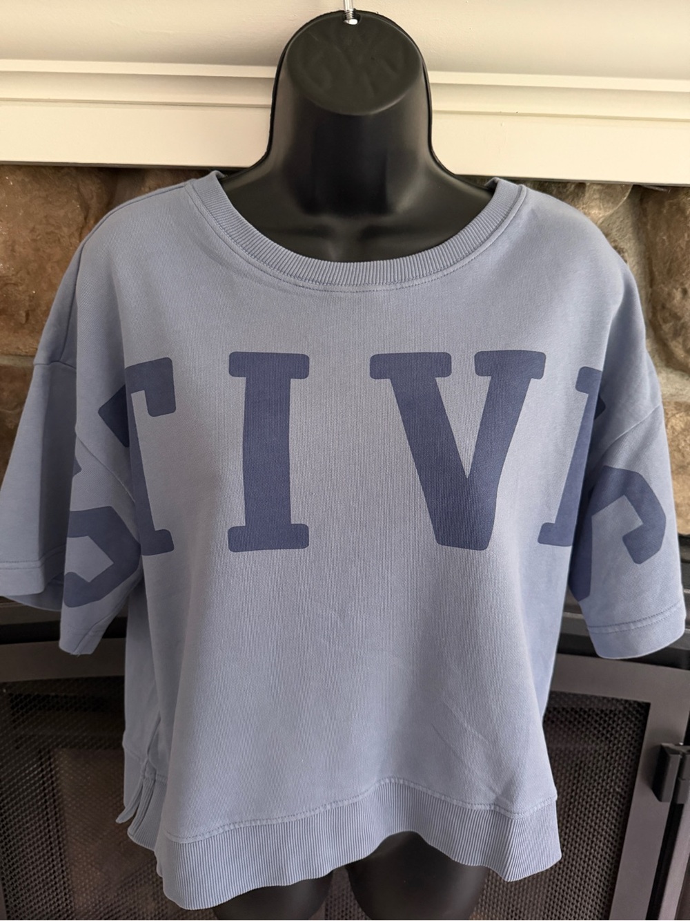 next Light Blue Short Sleeve Graphic Sweatshirt with Navy Letters